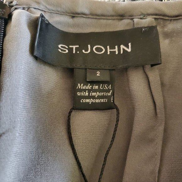 St. John Lace Skirt NWT Size 2 Charcoal Black Floral Overlay $695 Elegant Design - Picture 3 of 11